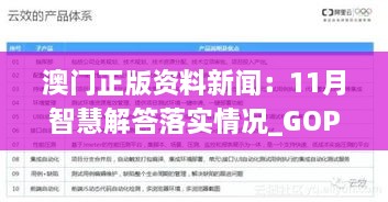 澳門(mén)正版資料新聞：11月智慧解答落實(shí)情況_GOP9.49.57幽雅版