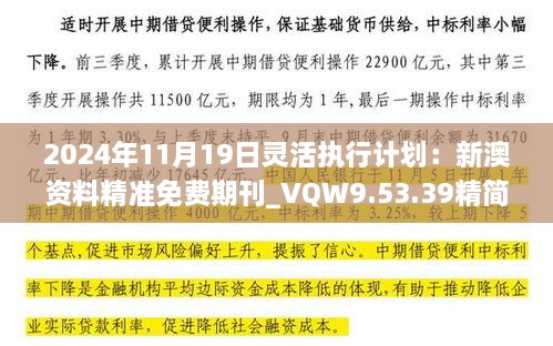 2024年11月19日靈活執(zhí)行計劃：新澳資料精準免費期刊_VQW9.53.39精簡版