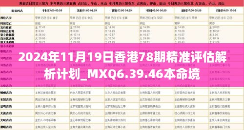 2024年11月19日香港78期精準(zhǔn)評估解析計(jì)劃_MXQ6.39.46本命境