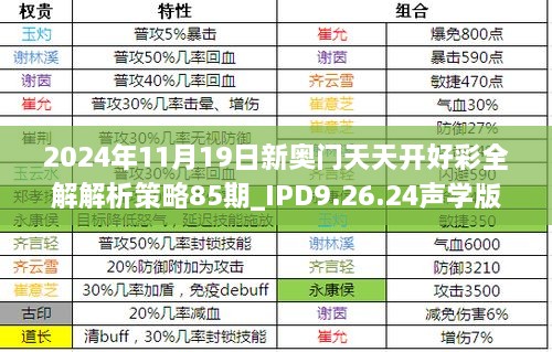 2024年11月19日新奧門天天開好彩全解解析策略85期_IPD9.26.24聲學(xué)版