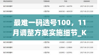 最難一碼選號(hào)100，11月調(diào)整方案實(shí)施細(xì)節(jié)_KPB3.69.64復(fù)制版