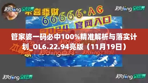 管家婆一碼必中100%精準(zhǔn)解析與落實(shí)計劃_OL6.22.94亮版（11月19日）