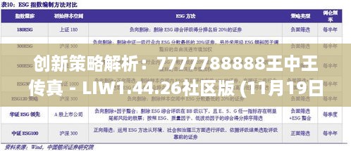 創(chuàng)新策略解析：7777788888王中王傳真 - LIW1.44.26社區(qū)版 (11月19日)