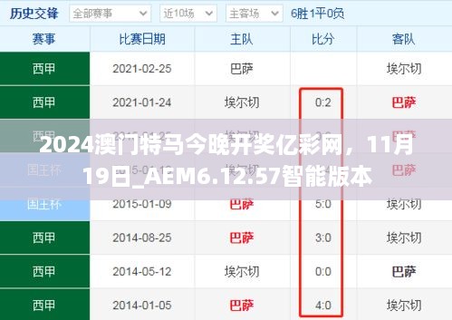 2024澳門特馬今晚開獎億彩網(wǎng)，11月19日_AEM6.12.57智能版本