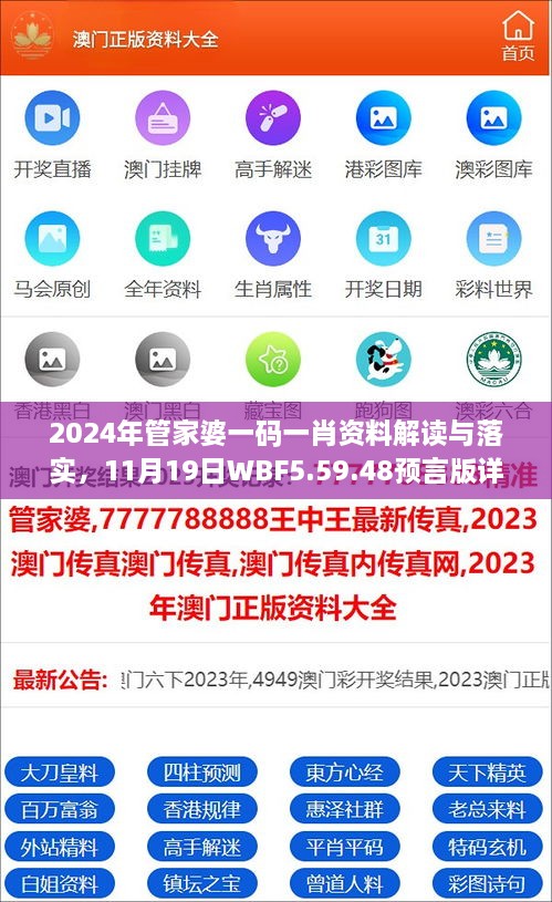 2024年管家婆一碼一肖資料解讀與落實，11月19日WBF5.59.48預(yù)言版詳解