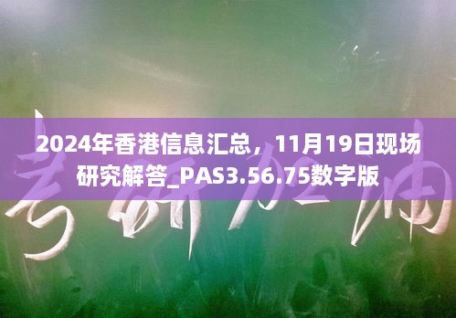 2024年香港信息匯總，11月19日現(xiàn)場(chǎng)研究解答_PAS3.56.75數(shù)字版