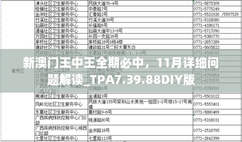 新澳門王中王全期必中，11月詳細(xì)問題解讀_TPA7.39.88DIY版