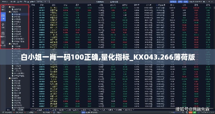 白小姐一肖一碼100正確,量化指標_KXO43.266薄荷版