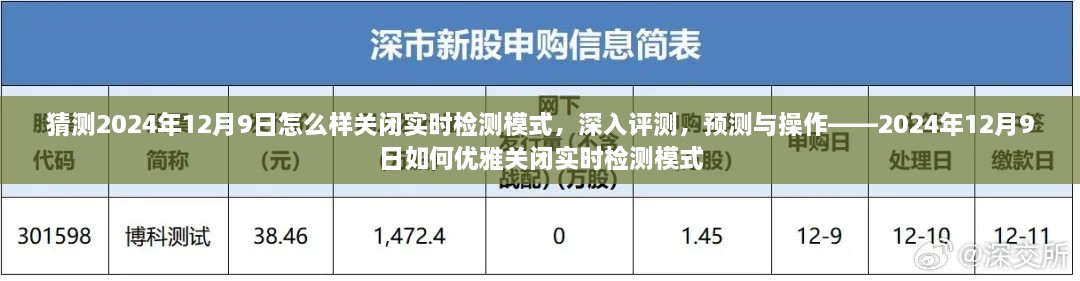 猜測(cè)2024年12月9日怎么樣關(guān)閉實(shí)時(shí)檢測(cè)模式，深入評(píng)測(cè)，預(yù)測(cè)與操作——2024年12月9日如何優(yōu)雅關(guān)閉實(shí)時(shí)檢測(cè)模式