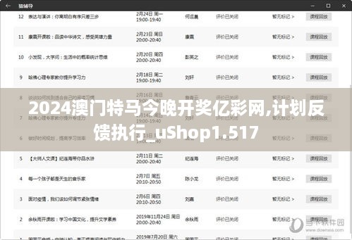 2024澳門特馬今晚開獎億彩網,計劃反饋執(zhí)行_uShop1.517