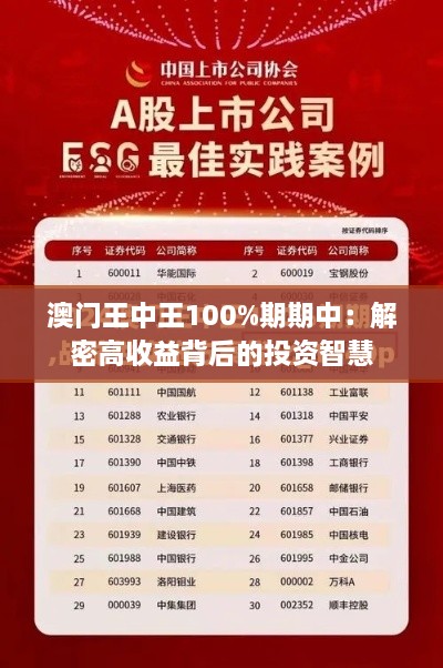 澳門(mén)王中王100%期期中：解密高收益背后的投資智慧