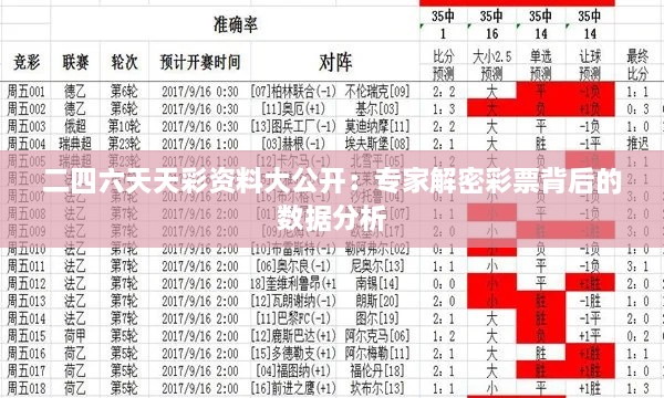 二四六天天彩資料大公開：專家解密彩票背后的數(shù)據(jù)分析