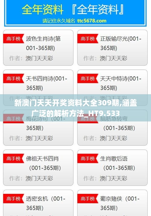 新澳門天天開獎資料大全309期,涵蓋廣泛的解析方法_HT9.533