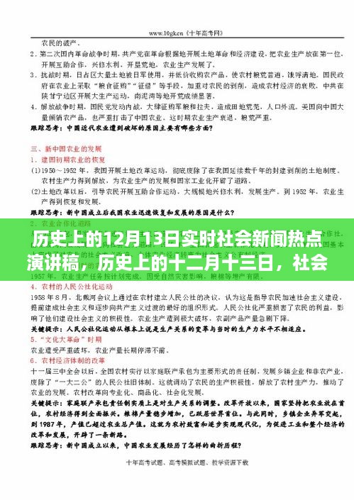 歷史上的十二月十三日社會新聞熱點(diǎn)回顧與影響分析，實時社會新聞熱點(diǎn)演講稿