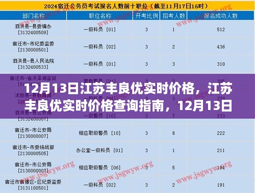 江蘇豐良優(yōu)實時價格指南，12月13日操作詳解，適用于初學者與進階用戶