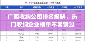 廣西收納公司排名揭曉，熱門收納企業(yè)榜單不容錯過！