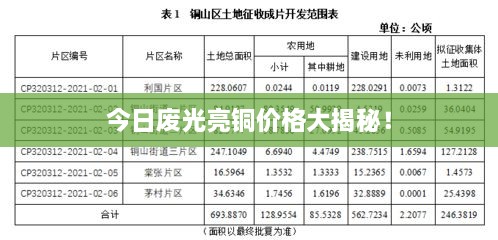 今日廢光亮銅價格大揭秘！