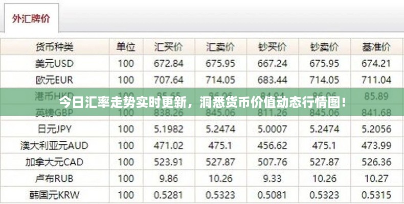 今日匯率走勢實時更新，洞悉貨幣價值動態(tài)行情圖！