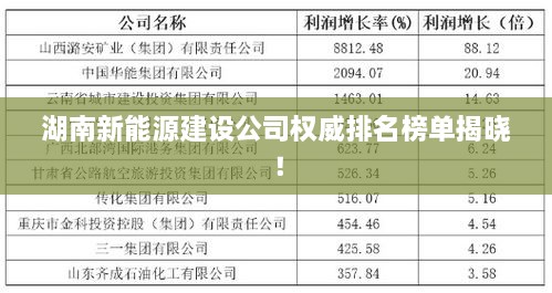 湖南新能源建設(shè)公司權(quán)威排名榜單揭曉！